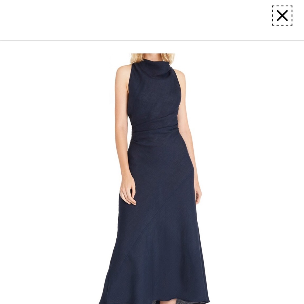 Chic Sleeveless Navy High Low Dress